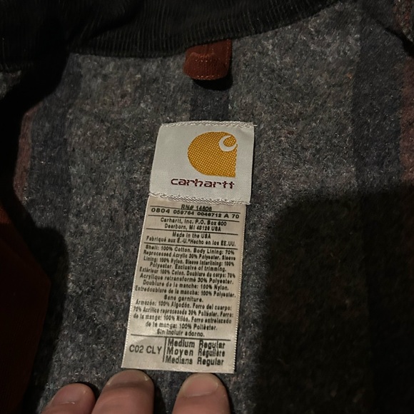 Carhartt chore coat blanket lined size medium CO2 CLY burgundy vintage - Picture 7 of 9